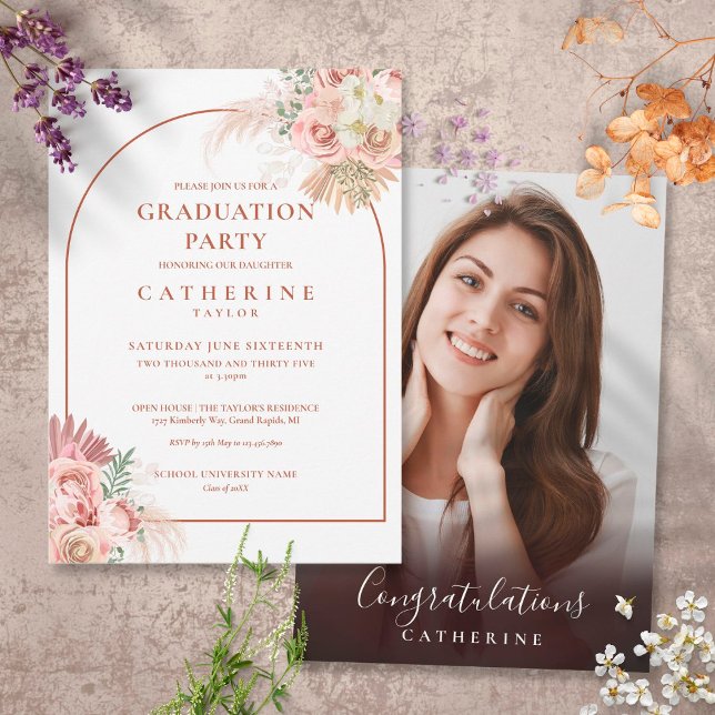 Invitación Foto de Arco de Pasto de Pampas Fiesta de Graduaci (Subido por el creador)