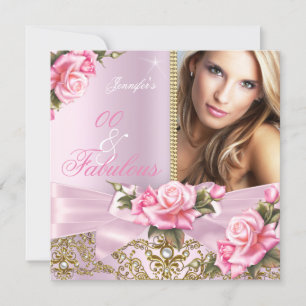Invitación Foto de Arco de Rosa Rosa Fiesta de Cumpleaños Fab