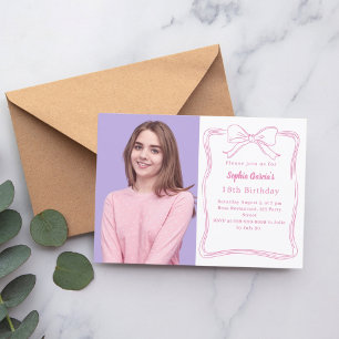 Invitación Foto de arco dibujado a mano en blanco rosado cump