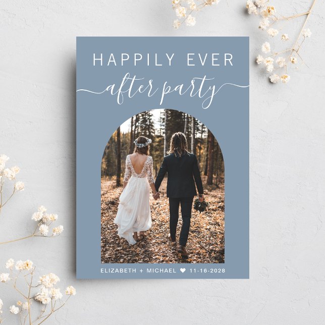 Invitación Foto de Arco Moderno Dusty Recepción de Boda Azul (Subido por el creador)