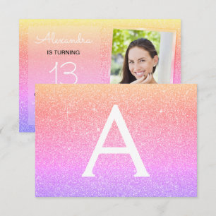 Invitación Foto de arcoiris de 13 cumpleaños