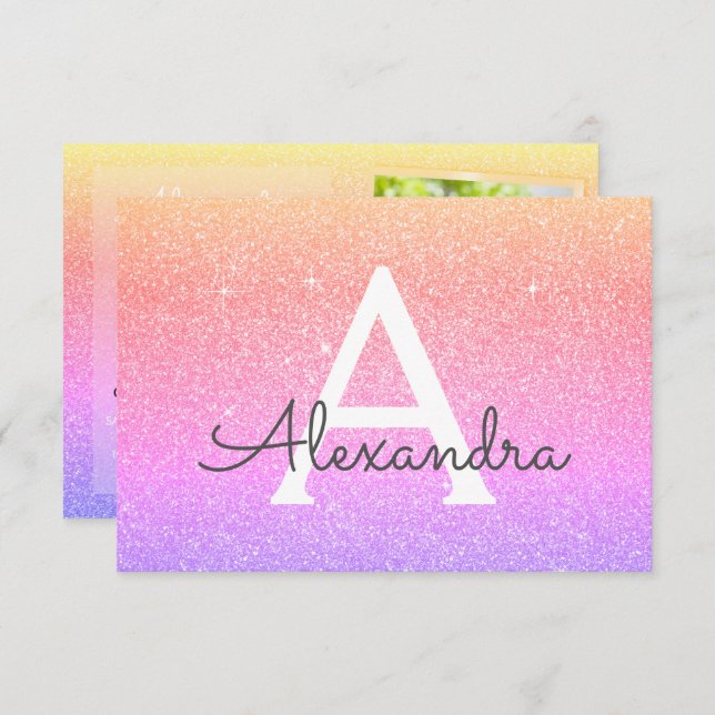 Invitación Foto de arcoiris de 13 cumpleaños (Anverso / Reverso)