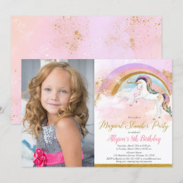 Invitación Foto de arcoiris de fiesta de unicornio