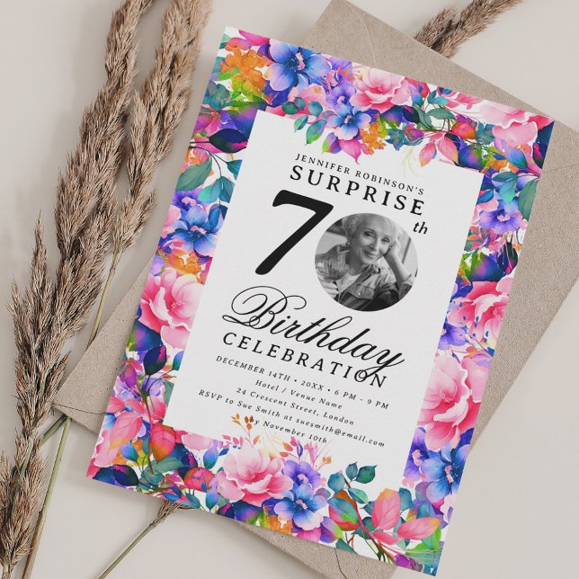 Invitación Foto de arcoiris floral SORPRESA 70 cumpleaños (Subido por el creador)