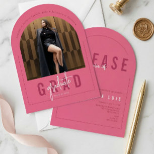 Invitación Foto de Arquitectura Moderna Rosa Graduación