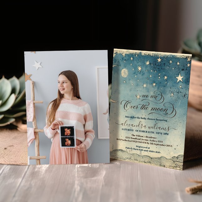 Invitación Foto de Baby Shower azul sobre las estrellas de la (Subido por el creador)