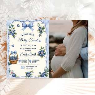 Invitación Foto de Baby shower Berry Sweet Blue Blueberry