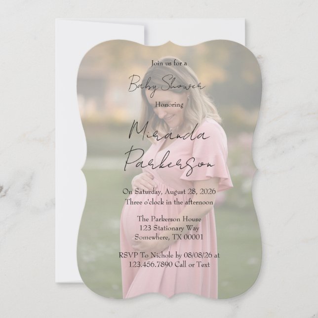 Invitación Foto de Baby Shower con degradado para mamá (Anverso)