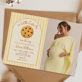 Invitación Foto de Baby Shower con Rayas Amarillas Little Cut