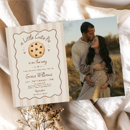 Invitación Foto de Baby Shower con Rayas Marrones Little Cuti