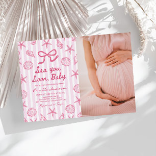 Invitación Foto de Baby Shower Costero de Caracol Marino Te V