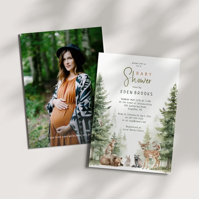 Invitación Foto de Baby Shower de animales de bosque forestal (Subido por el creador)