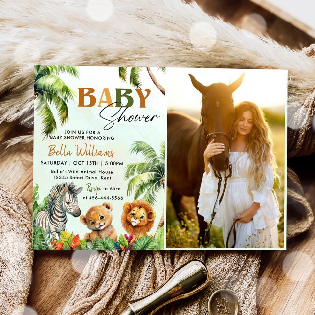 Invitación Foto de Baby Shower de animales del Safari de la j (Subido por el creador)