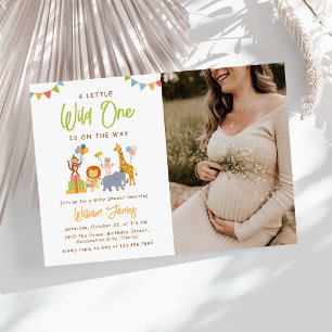 Invitación Foto de Baby Shower de Animales Safari Wild One