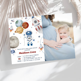 Invitación Foto de Baby Shower de Astronauta Boy