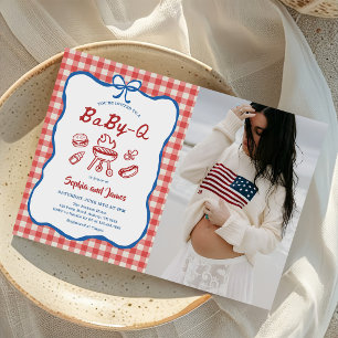 Invitación Foto de Baby Shower de Baby Q Backyard BBQ 4 de ju