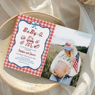 Invitación Foto de Baby Shower de Baby Q Backyard BBQ 4 de Ju