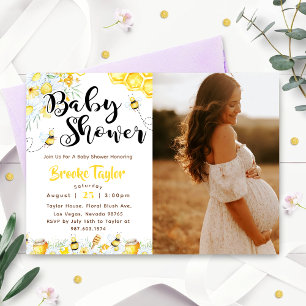 Invitación Foto de Baby Shower de Bee Wildflower