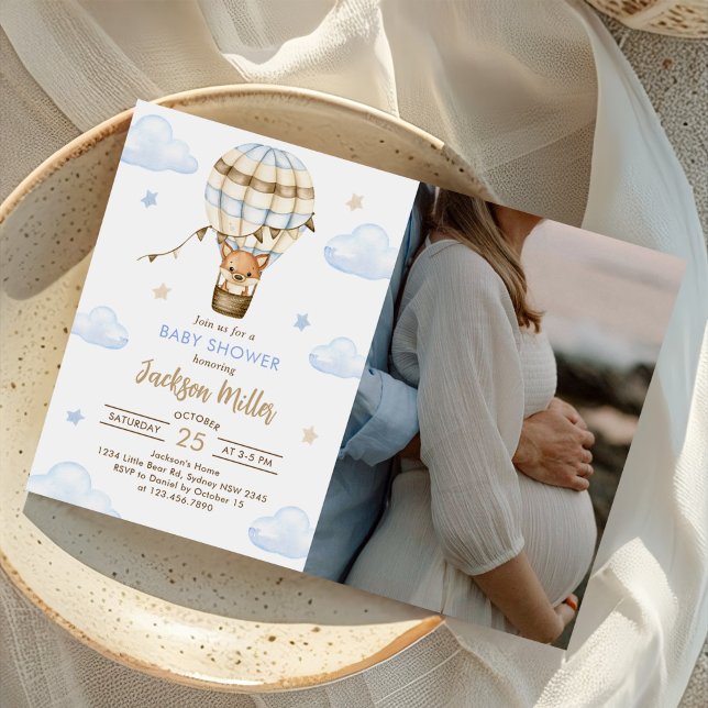 Invitación Foto de Baby Shower de Blue Air Balloon Boy (Subido por el creador)