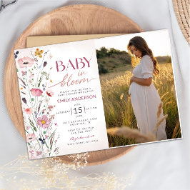 Invitación Foto de Baby Shower de Boho Wildflower