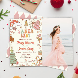 Invitación Foto de Baby Shower de Cookie Santa Baby Navidades