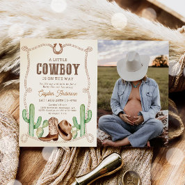 Invitación Foto de Baby Shower de Cowboy Boy