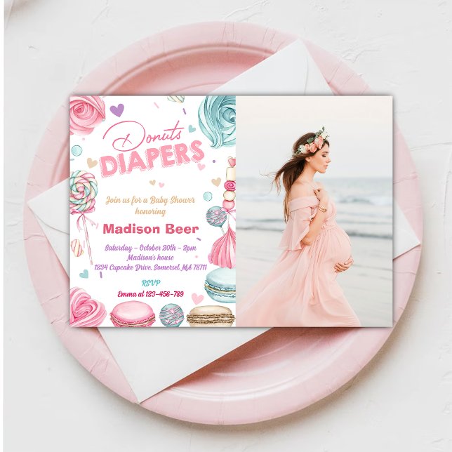 Invitación Foto de Baby Shower de Cute Donuts Diapers (Subido por el creador)