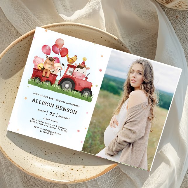 Invitación Foto de Baby Shower de Cute Farm Animals Barnyard (Subido por el creador)