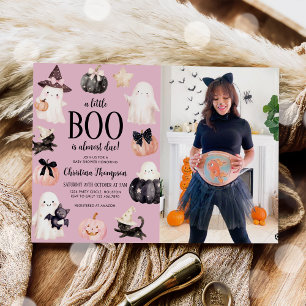 Invitación Foto de Baby Shower de Cute Ghost Halloween