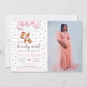 Invitación Foto de Baby Shower de Cute Teddy Bear Chica