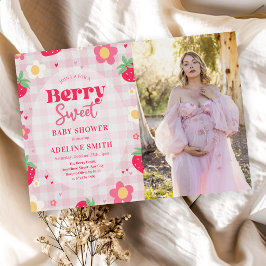 Invitación Foto de Baby Shower de Fresa Dulce Verano