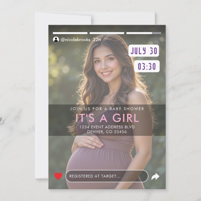 Invitación Foto de Baby Shower de la publicación de noticias  (Anverso)