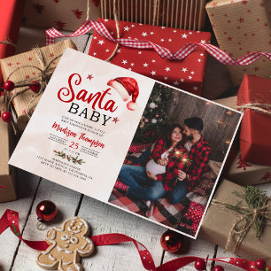 Invitación Foto de Baby Shower de Navidades de bebé de Santa