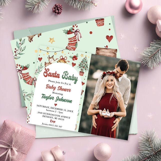 Invitación Foto de Baby Shower de Navidades de renos de Santa (Subido por el creador)