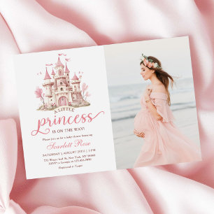 Invitación Foto de Baby Shower de Niña Castillo Princesa Pequ