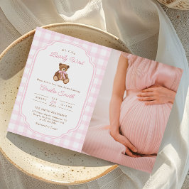 Invitación Foto de Baby Shower de niña del oso de peluche Bea
