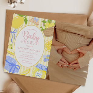 Invitación Foto de Baby Shower de Niña Verano Cítrico de Limó