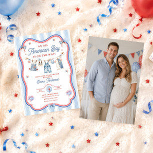 Invitación Foto de Baby Shower de Niño Todo Americano