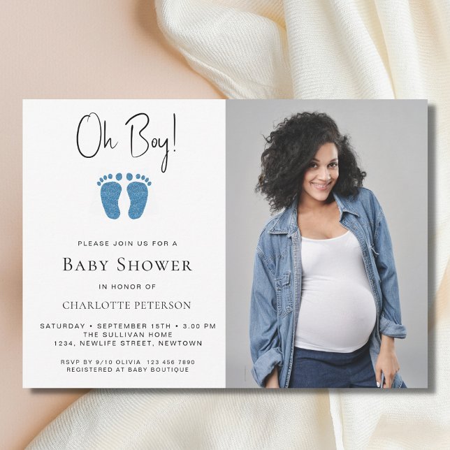 Invitación Foto de Baby Shower de Oh Boy (Subido por el creador)
