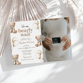 Invitación Foto de Baby Shower de Osito Teddy We Can Bearly W