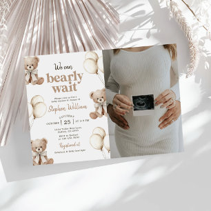Invitación Foto de Baby Shower de Osito Teddy We Can Bearly W