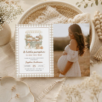 Invitación Foto de Baby Shower de Otoño de Calabacita