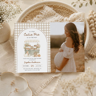 Invitación Foto de Baby Shower de Otoño de Little Cutie Pie