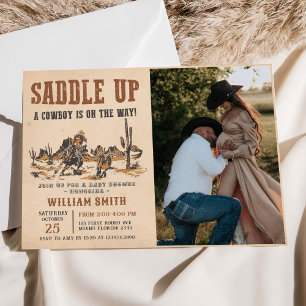 Invitación Foto de Baby Shower de Rodeo Cowboy Occidental