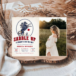 Invitación Foto de Baby Shower de Rodeo de Red Cowboy