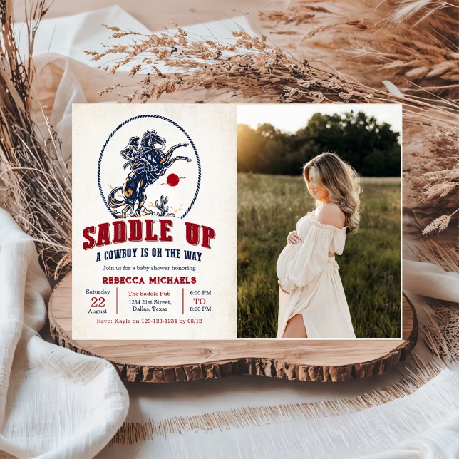 Invitación Foto de Baby Shower de Rodeo de Red Cowboy (Subido por el creador)