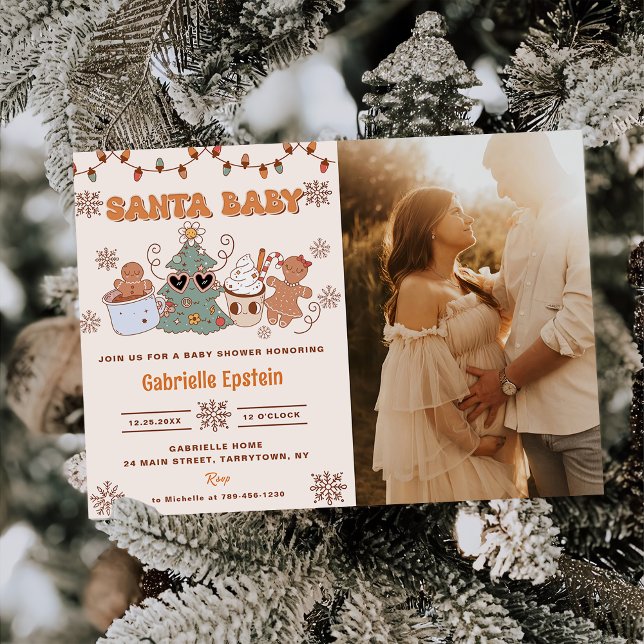 Invitación Foto de Baby Shower de Santa Baby Cookies Navidade (Subido por el creador)