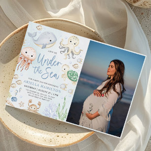 Invitación Foto de Baby Shower de Sea Ocean Animals Boy