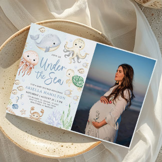 Invitación Foto de Baby Shower de Sea Ocean Animals Boy