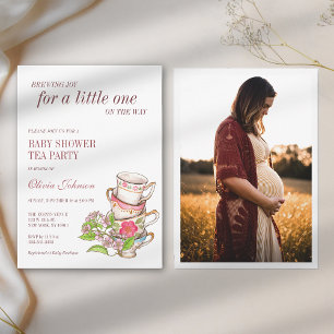 Invitación Foto de Baby Shower de té para bebé sin distinción